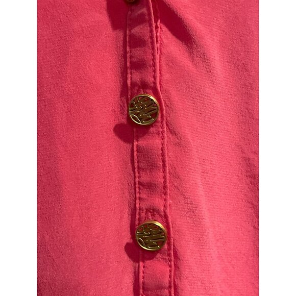 Lilly Pulitzer Womens Pink Smocked Long Sleeve Blouse W/ Button Detail S - Picture 3 of 8